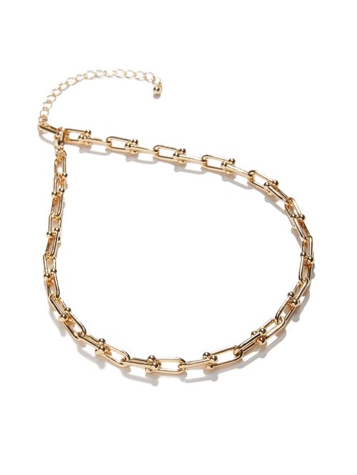 Guess Gold-Tone Paperclip Necklace Goud | GUESS-SN30252