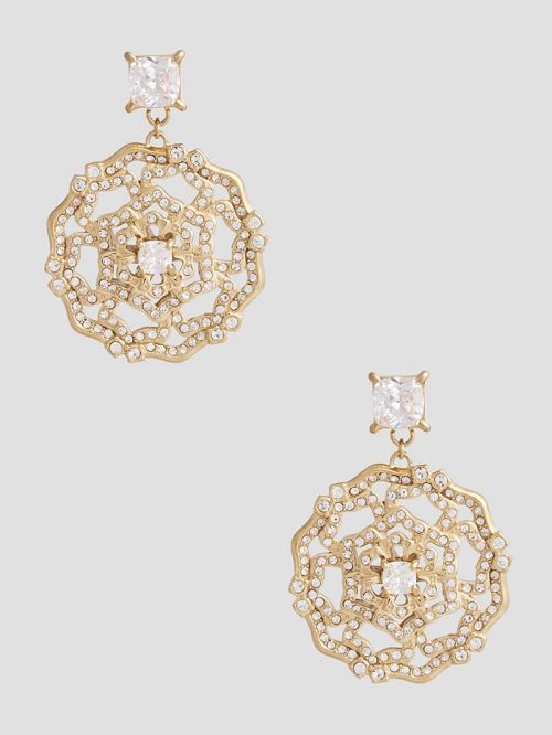 Guess Gold-Tone Peony Pendant Stud Earrings Goud | GUESS-SN30282