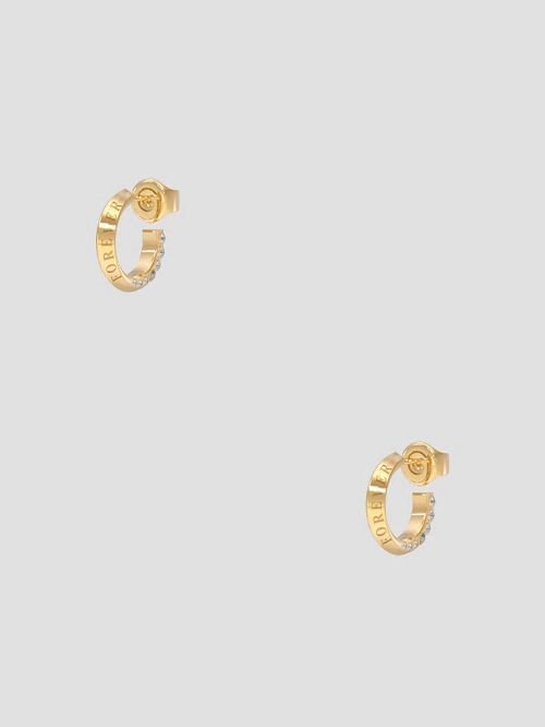 Guess Gold-Tone Rhinestone Hoop Earrings Goud | GUESS-SN30281