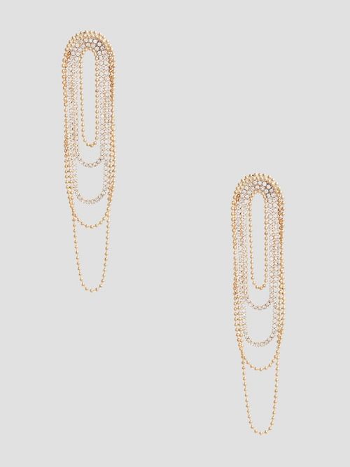 Guess Gold-Tone Rhinestone Statement Drop Earrings Goud | GUESS-SN30314