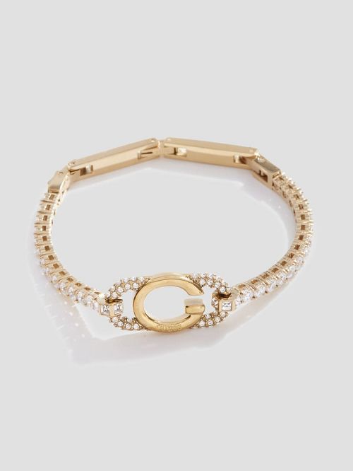 Guess Gold-Tone Signature Tennis Bracelet Goud | GUESS-SN30320