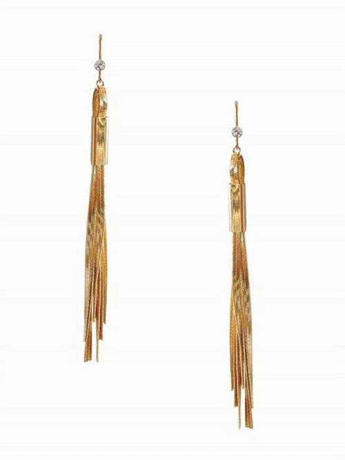 Guess Gold-Tone Snake Chain Linear Earrings Goud | GUESS-SN30301