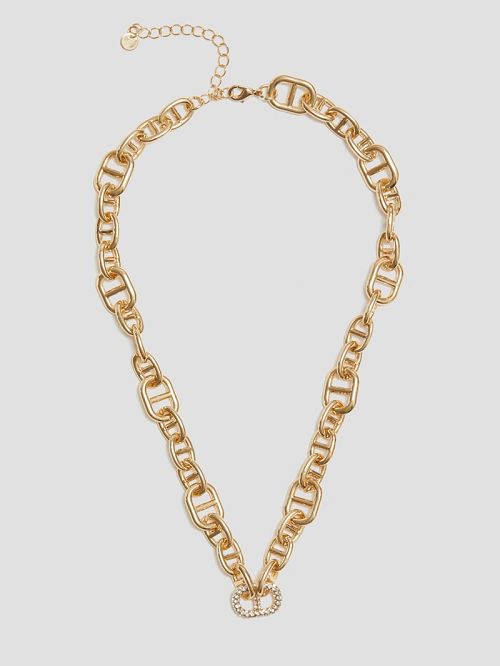 Guess Gold-Tone Stone Necklace Goud | GUESS-SN30254