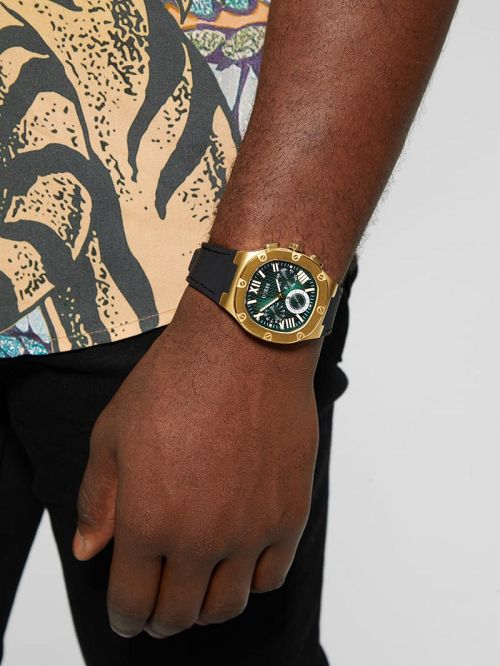 Guess Gold-Tone Translucent Dial Multifunction Watch Zwart | GUESS-SN31673