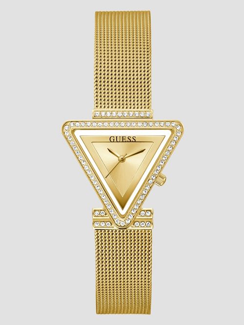 Guess Gold-Tone Triangle Mesh Analog Watch Goud | GUESS-SN30028