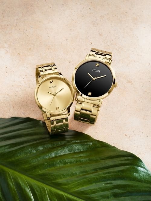 Guess Gold-Tone and Black Diamond Analog Watch Goud | GUESS-SN31677