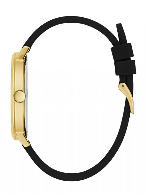 Guess Gold-Tone and Black Printed G-Cube Analog Watch Zwart | GUESS-SN31606