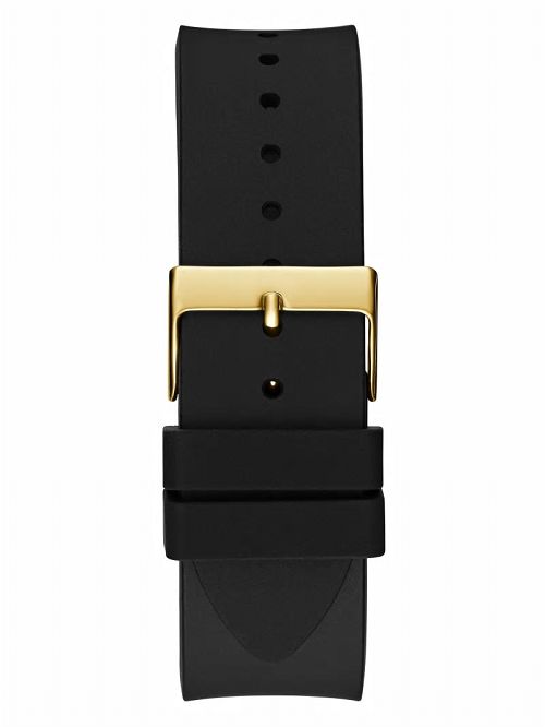 Guess Gold-Tone and Black Printed G-Cube Analog Watch Zwart | GUESS-SN31606