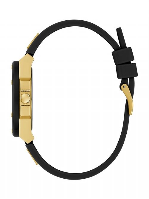 Guess Gold-Tone and Black Silicone Analog Watch Zwart | GUESS-SN30000