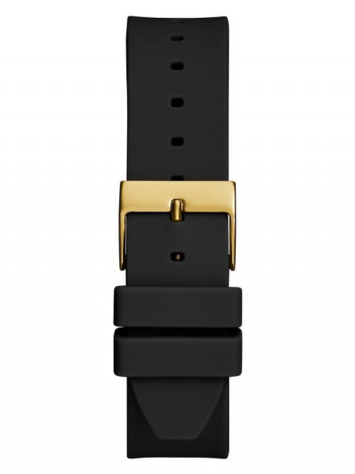 Guess Gold-Tone and Black Silicone Analog Watch Zwart | GUESS-SN30000