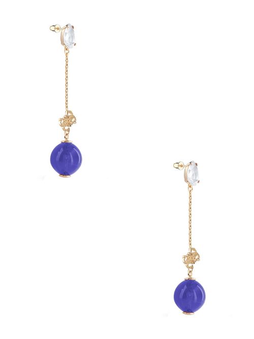 Guess Gold-Tone and Blue Bubble Drop Earrings Blauw | GUESS-SN30291