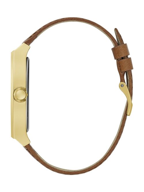 Guess Gold-Tone and Brown Leather Analog Watch Grijs | GUESS-SN31669