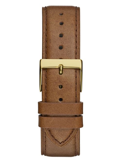 Guess Gold-Tone and Brown Leather Analog Watch Grijs | GUESS-SN31669