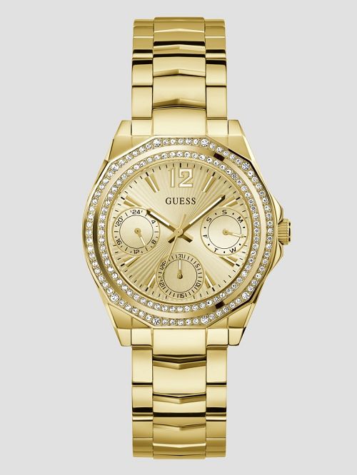 Guess Gold-Tone and Crystal Multifunction Watch Goud | GUESS-SN30024