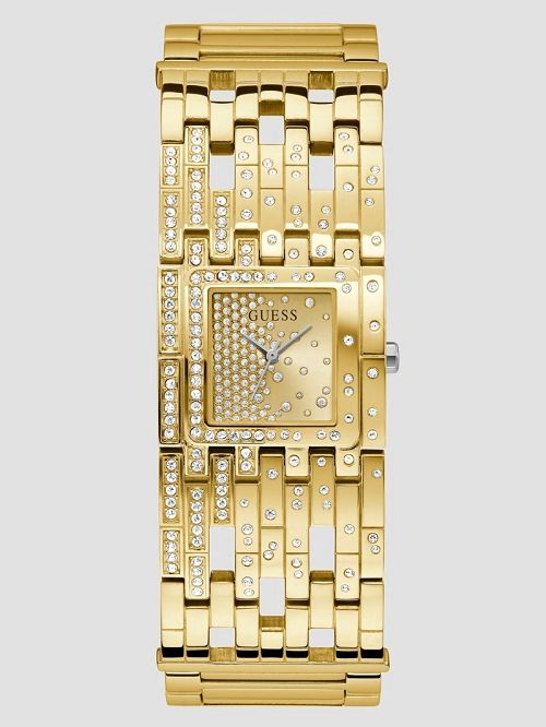 Guess Gold-Tone and Crystals Bangle Watch Goud | GUESS-SN30029