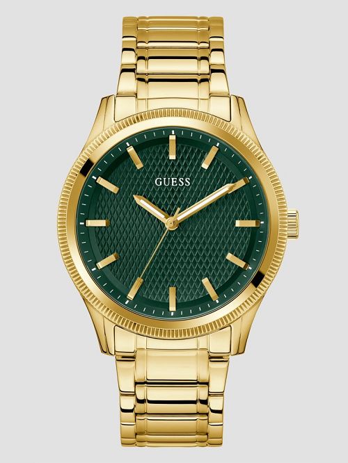 Guess Gold-Tone and Green Analog Watch Goud | GUESS-SN31663