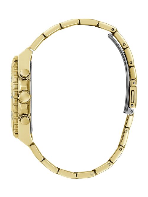 Guess Gold-Tone and Light Blue Multifunction Watch Goud | GUESS-SN29975