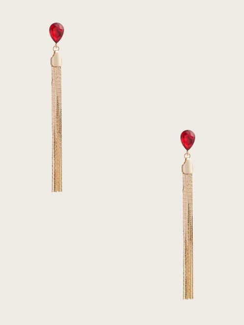 Guess Gold-Tone and Ruby Drop Earring Rood | GUESS-SN30306