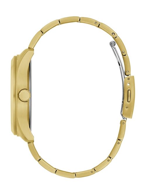 Guess Gold-Tone and Textured Blue Multifunction Watch Goud | GUESS-SN31666