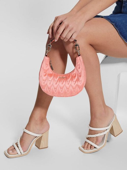 Guess Golden Rock Mini Crescent Hobo Bag Roze | GUESS-SN29096