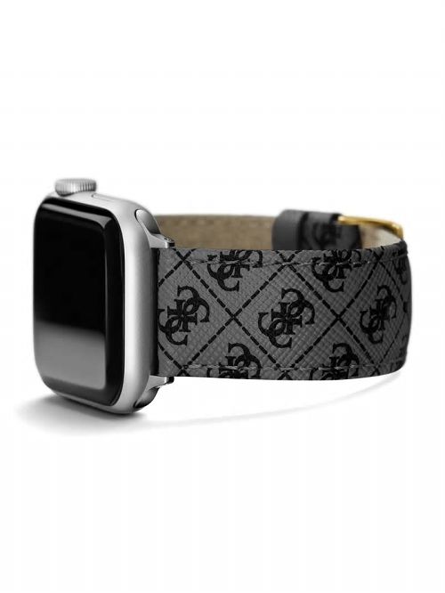 Guess Gray Logo Leather 42-45 mm Band for Apple Watch&reg; Multi | GUESS-SN31622
