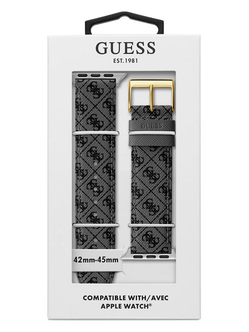 Guess Gray Logo Leather 42-45 mm Band for Apple Watch&reg; Multi | GUESS-SN31622