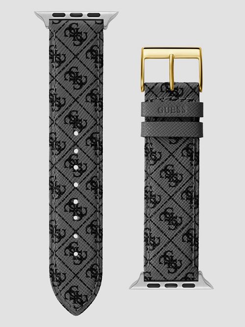 Guess Gray Logo Leather 42-45 mm Band for Apple Watch® Multi | GUESS-SN31622