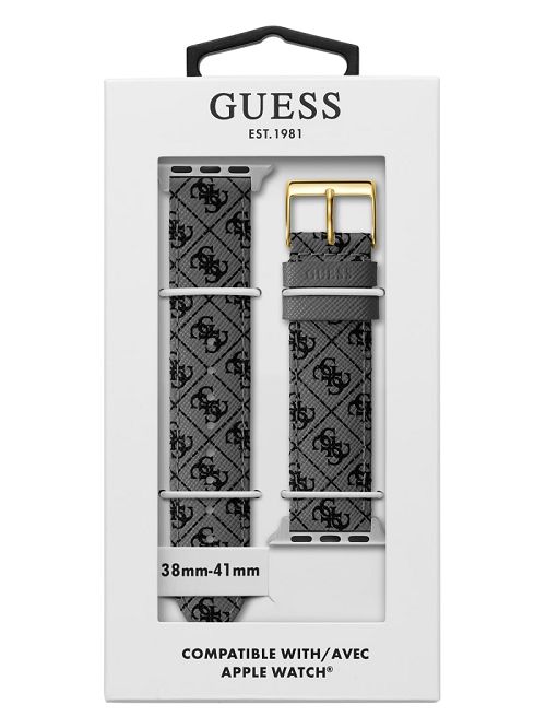Guess Gray Quattro G Leather 38-41 mm Band for Apple Watch® Multi | GUESS-SN29969