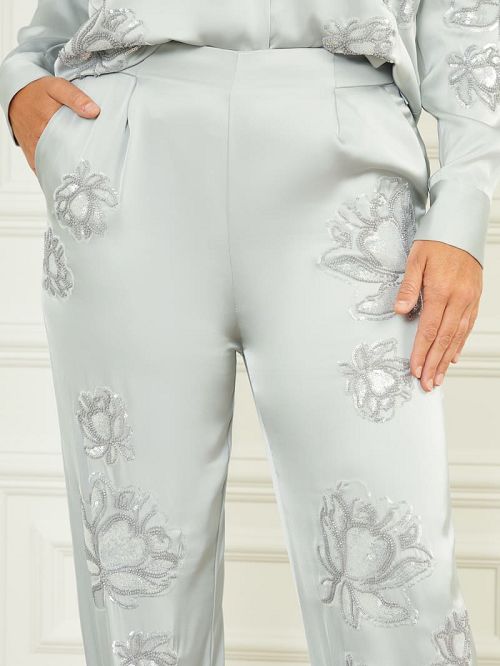 Guess Gwen Embroidered Flower Pant Grijs | GUESS-SN28269