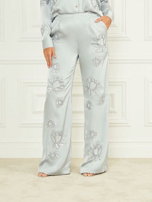Guess Gwen Embroidered Flower Pant Grijs | GUESS-SN28269