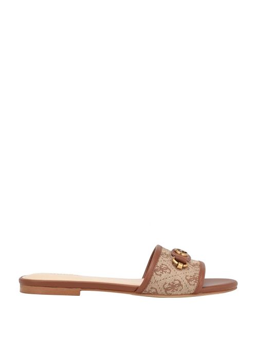 Guess Hammi Logo Slide Sandals Bruin | GUESS-SN29691