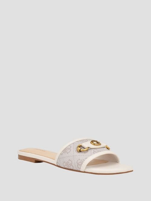 Guess Hammi Logo Slide Sandals Wit | GUESS-SN29688