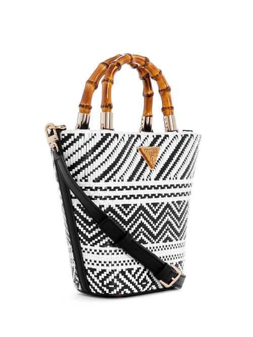 Guess Happyland Straw Mini Tote Zwart | GUESS-SN29435