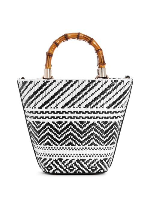 Guess Happyland Straw Mini Tote Zwart | GUESS-SN29435