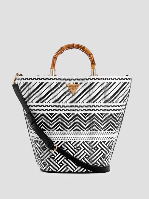 Guess Happyland Straw Tote Zwart | GUESS-SN28762