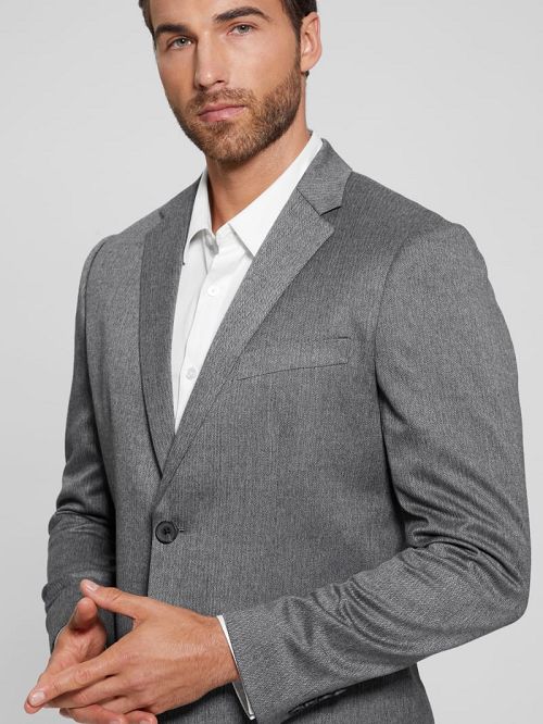 Guess Harlow Herringbone Blazer Grijs | GUESS-SN30739