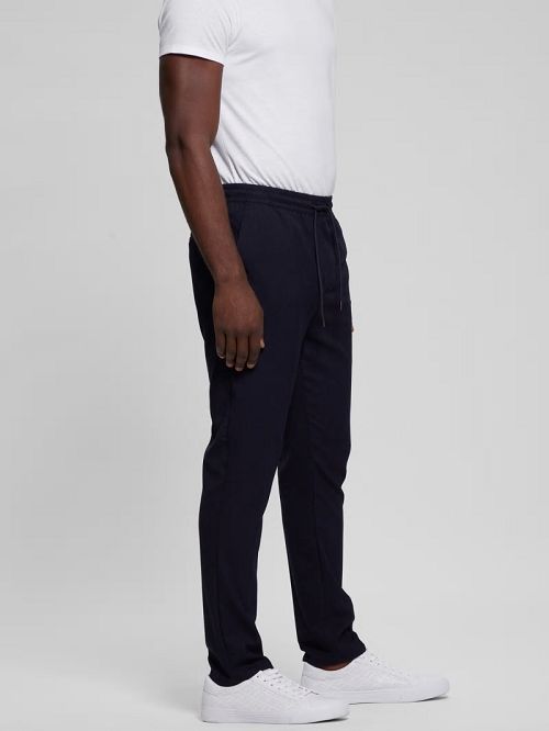 Guess Harper Woven Tapered Pant Blauw | GUESS-SN31390