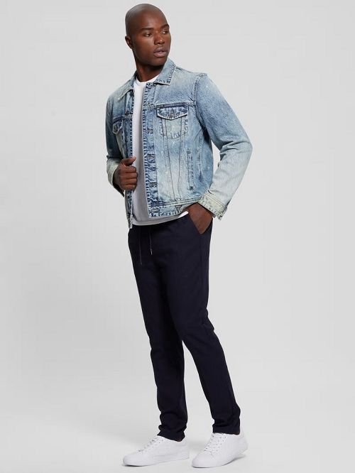 Guess Harper Woven Tapered Pant Blauw | GUESS-SN31390