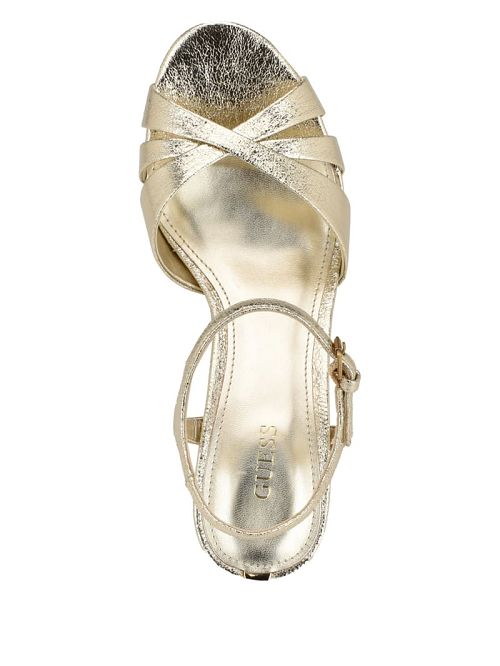 Guess Haylo Crisscross Platform Block Heels Goud | GUESS-SN29674