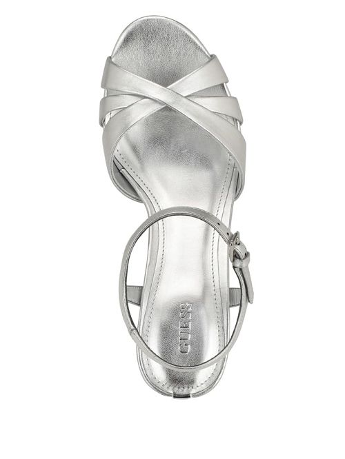 Guess Haylo Crisscross Platform Block Heels Zilver | GUESS-SN29774