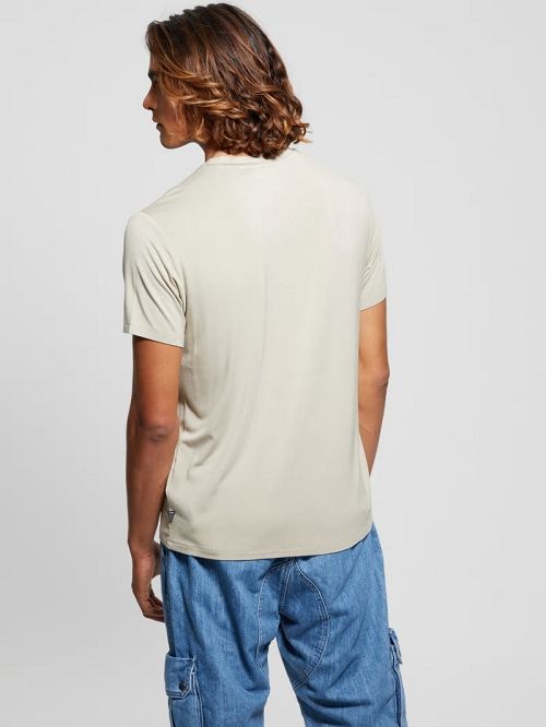 Guess Heavy Jersey V-Neck Tee Beige | GUESS-SN30516