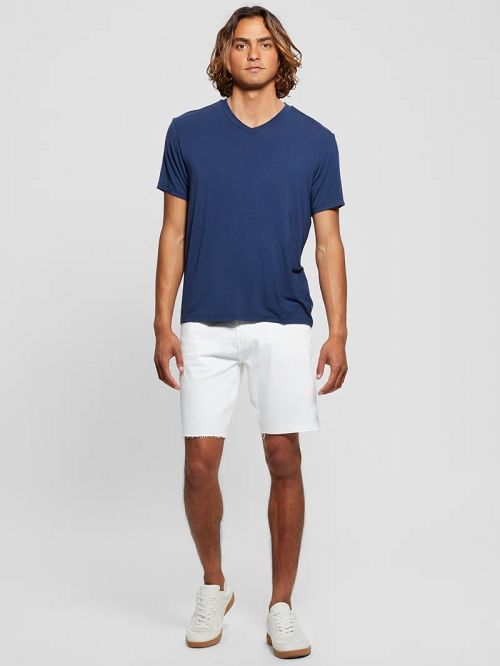 Guess Heavy Jersey V-Neck Tee Blauw | GUESS-SN30495