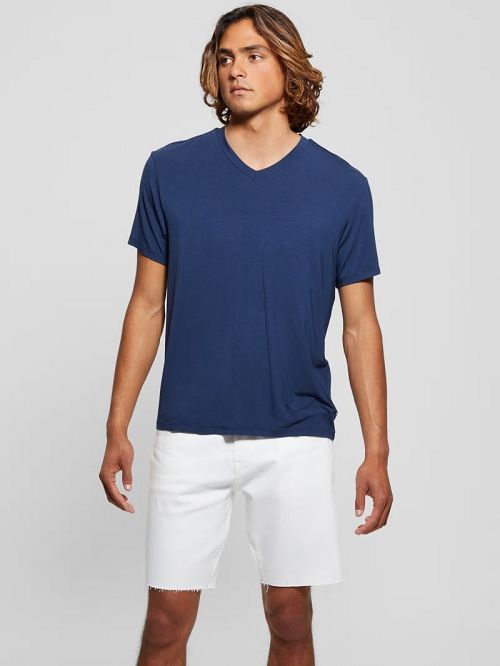 Guess Heavy Jersey V-Neck Tee Blauw | GUESS-SN30495