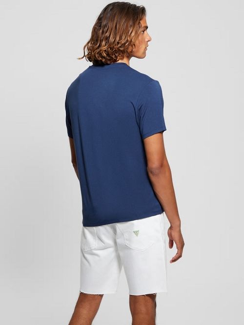 Guess Heavy Jersey V-Neck Tee Blauw | GUESS-SN30495