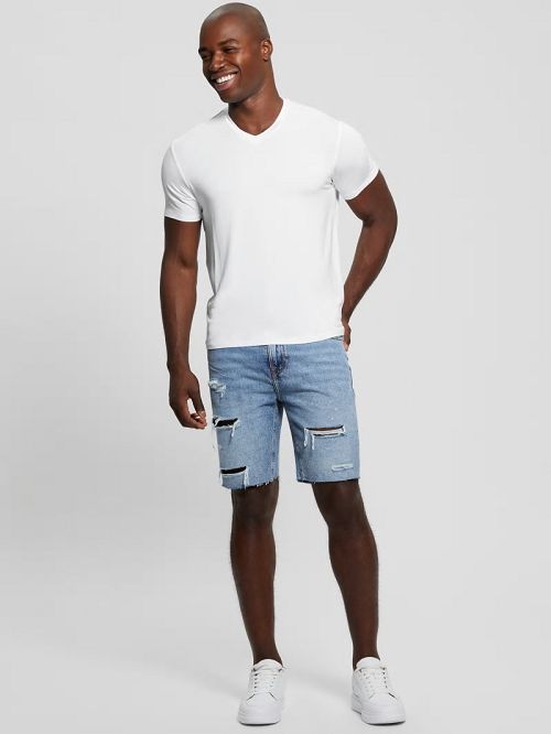 Guess Heavy Jersey V-Neck Tee Wit | GUESS-SN30656