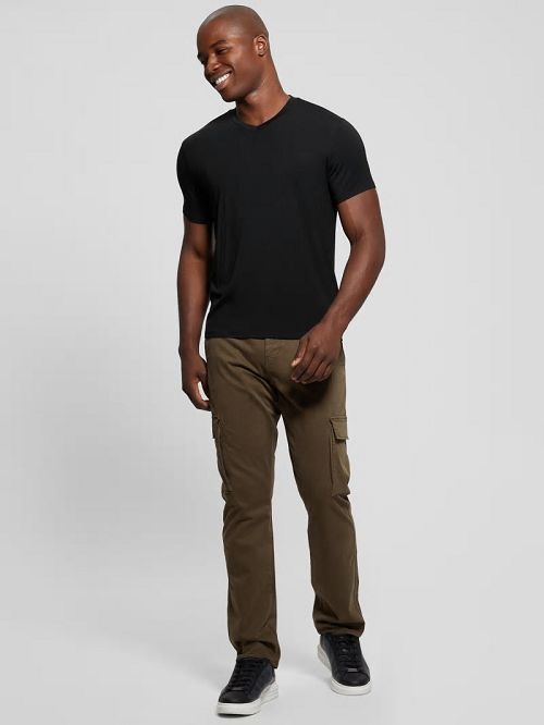 Guess Heavy Jersey V-Neck Tee Zwart | GUESS-SN30496