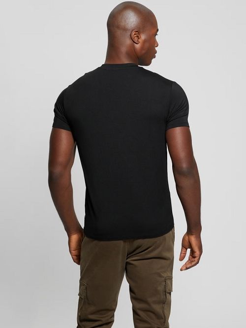 Guess Heavy Jersey V-Neck Tee Zwart | GUESS-SN30496