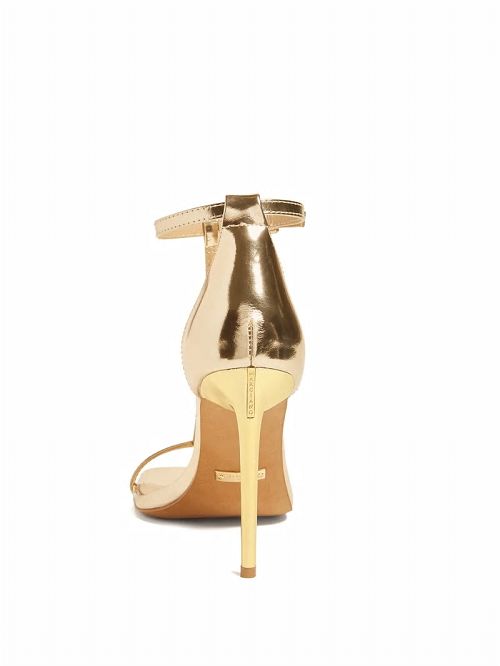 Guess Heeled T-Strap Sandal Goud | GUESS-SN29806