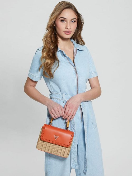 Guess Heloisa Straw Crossbody Oranje | GUESS-SN28801