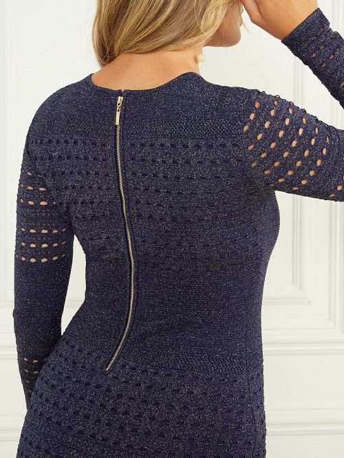 Guess Henley Long-Sleeve Sweater Dress Blauw | GUESS-SN26982